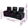 vidaXL 3-Seater Home Theater Recliner Sofa Black Faux Leather