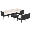 vidaXL 8 Piece Garden Lounge Set with Cushions Poly Rattan Black