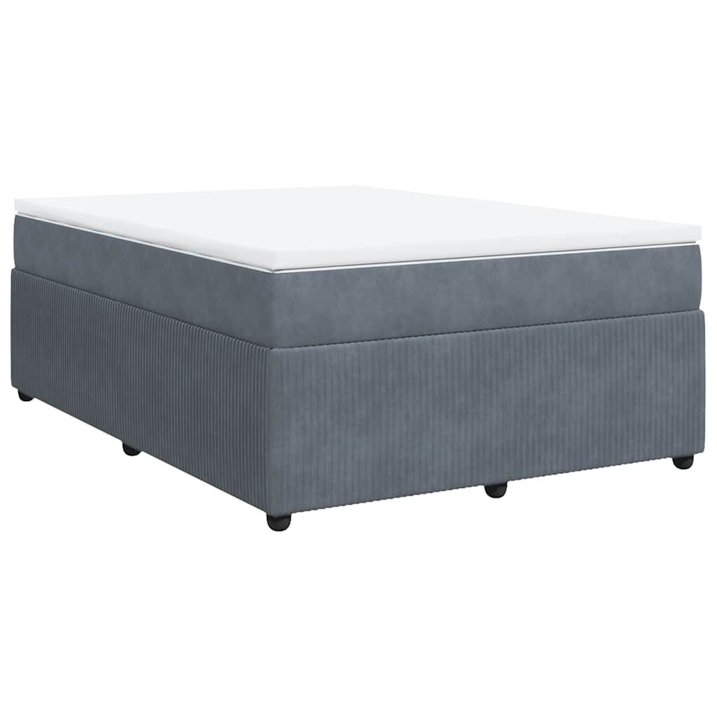 vidaXL Box Spring Bed with Mattress Dark Grey Queen Velvet