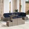 vidaXL Garden Sofa Set 9 pcs Grey and Navy Blue Poly Rattan