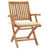 vidaXL Garden Chairs 2 pcs with Cream Cushions Solid Teak Wood