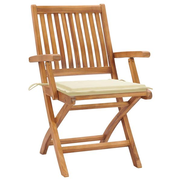vidaXL Garden Chairs 2 pcs with Cream Cushions Solid Teak Wood