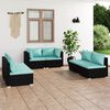vidaXL 6 Piece Garden Lounge Set with Cushions Poly Rattan Black