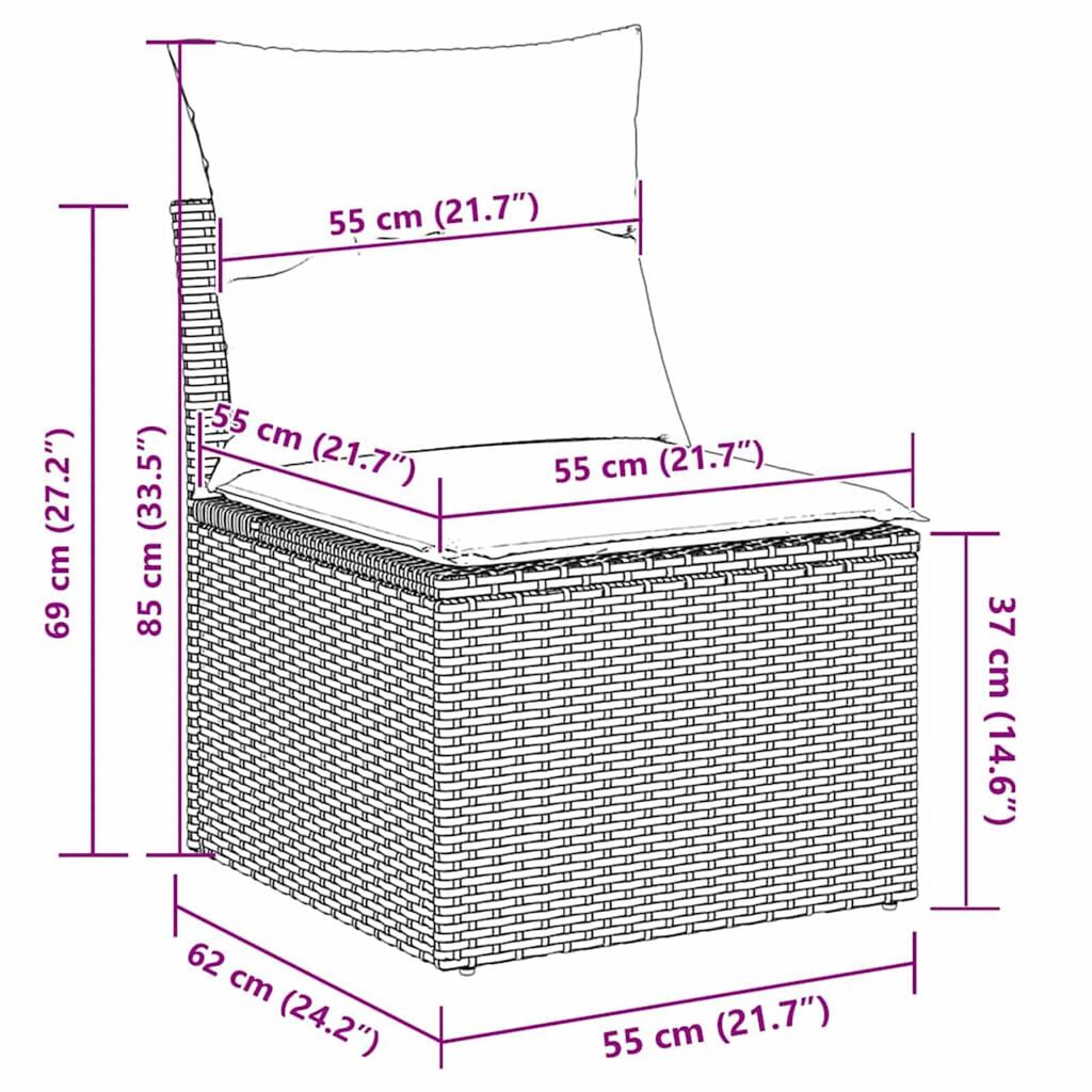 vidaXL Garden Sofa Set 5 pcs Grey Poly rattan