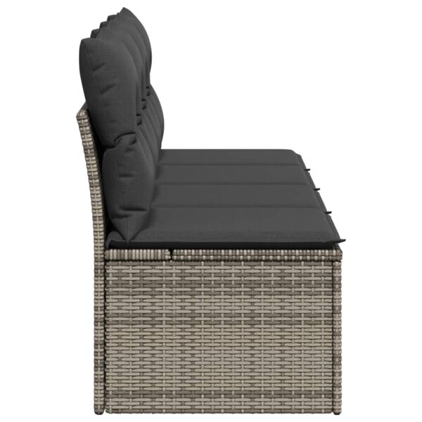 vidaXL Garden Sofa with Cushions 4-Seater Grey Poly Rattan