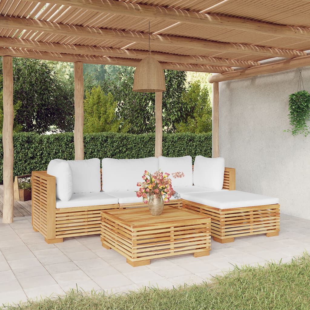 vidaXL 5 Piece Garden Lounge Set with Cushions Solid Wood Teak