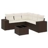 vidaXL 6 Piece Garden Sofa Set with Cushions Brown Poly Rattan