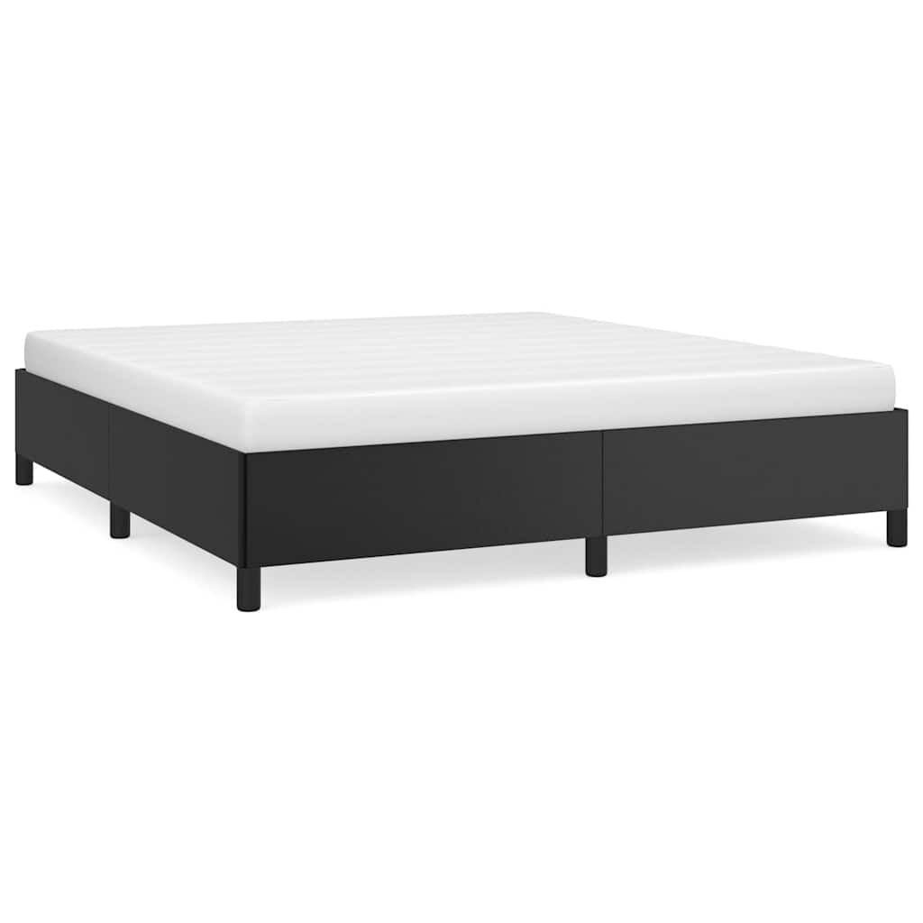vidaXL Bed Frame without Mattress Black 193x203 cm King Faux Leather