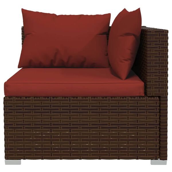 vidaXL 9 Piece Garden Lounge Set with Cushions Poly Rattan Brown
