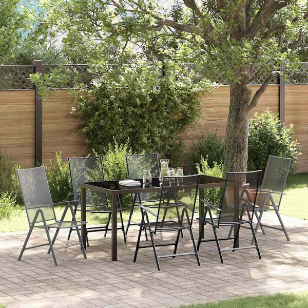vidaXL Garden Dining Set 7 pcs Anthracite Powder-Coated Steel