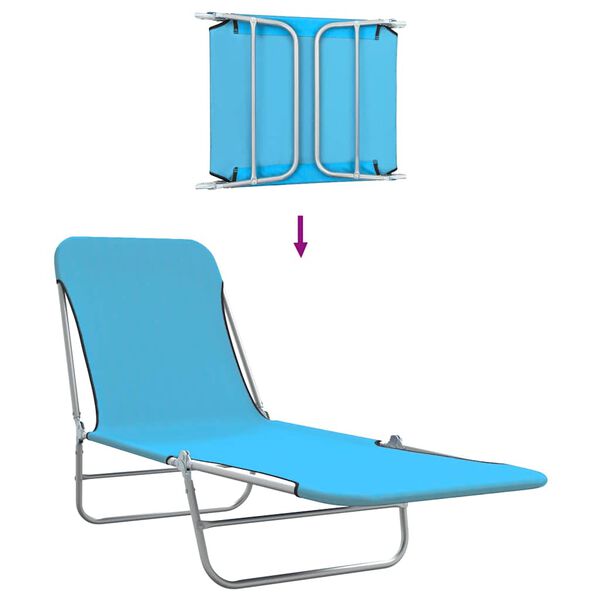 vidaXL Folding Sun Loungers 2 pcs Steel and Fabric Blue