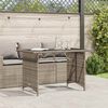 vidaXL Garden Table with Glass Top Grey 110x68x70 cm Poly Rattan