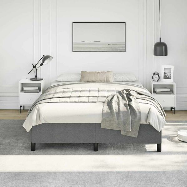 vidaXL Bed Frame without Mattress Dark Grey 152x203 cm Queen Fabric