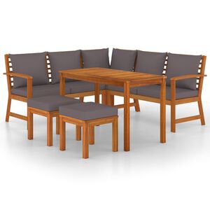 vidaXL 6 Piece Garden Dining Set with Cushions Solid Wood Acacia