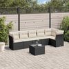 vidaXL 7 Piece Garden Sofa Set with Cushions Black Poly Rattan