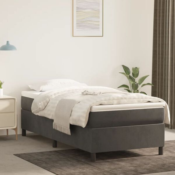vidaXL Bed Frame without Mattress Dark Grey Twin XL Velvet (US Only)