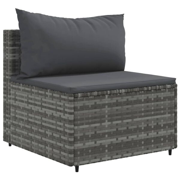vidaXL 7 Piece Garden Lounge Set with Cushions Grey Poly Rattan