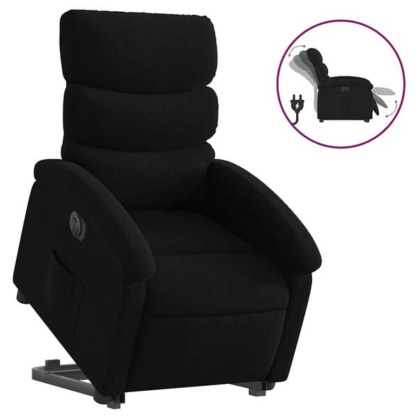vidaXL Electric Stand up Recliner Chair Black Fabric