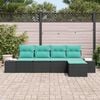 vidaXL Garden Sofa Set 5 pcs Black and Turquoise Poly Rattan