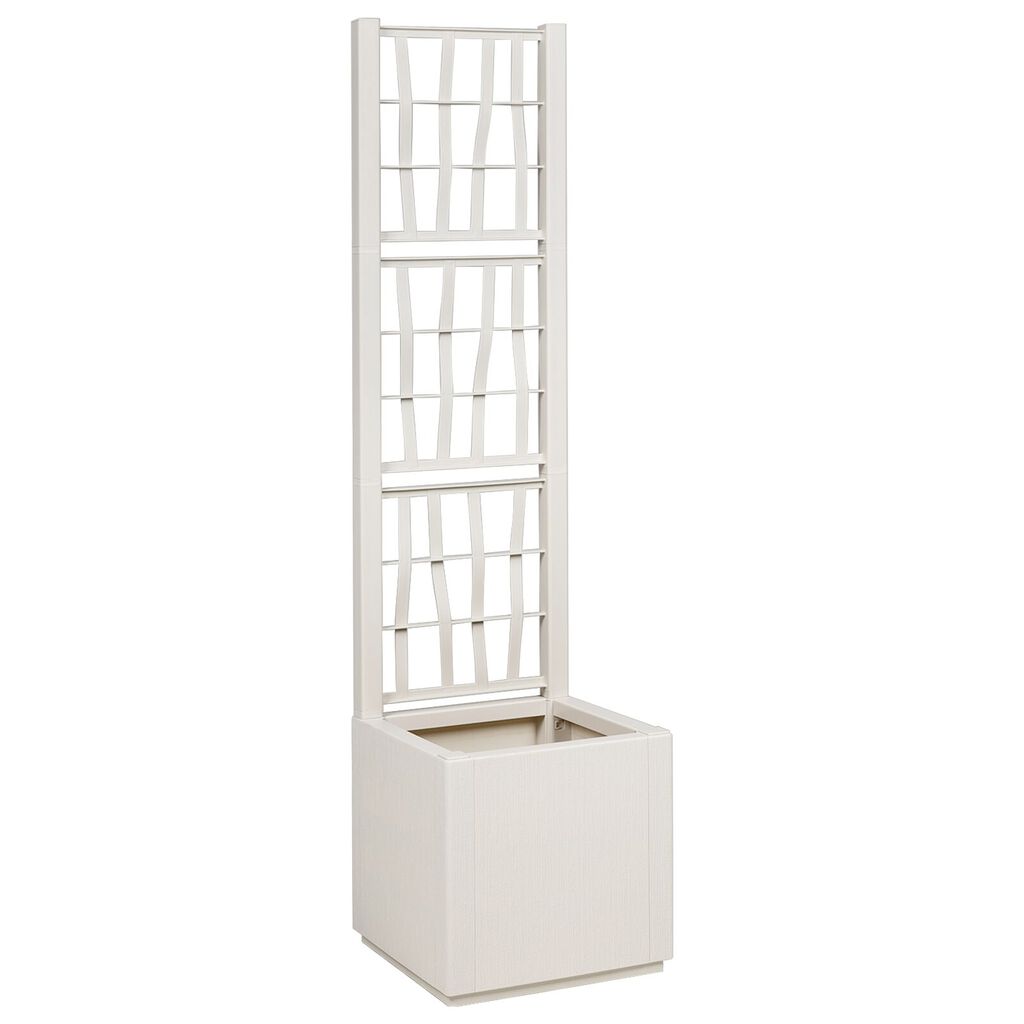 vidaXL Garden Planter with Trellis White 36x36x140 cm PP