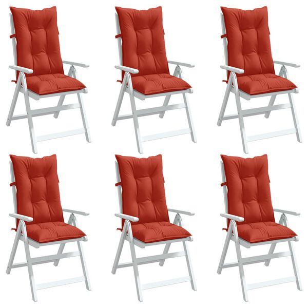 vidaXL Highback Chair Cushions 6 pcs Melange Red 120x50x7 cm Fabric
