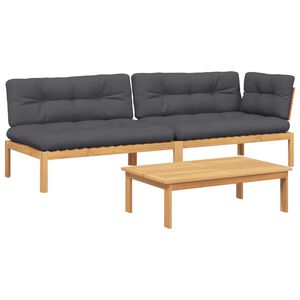 vidaXL 3 Piece Garden Pallet Sofa Set with Cushions Solid Wood Acacia