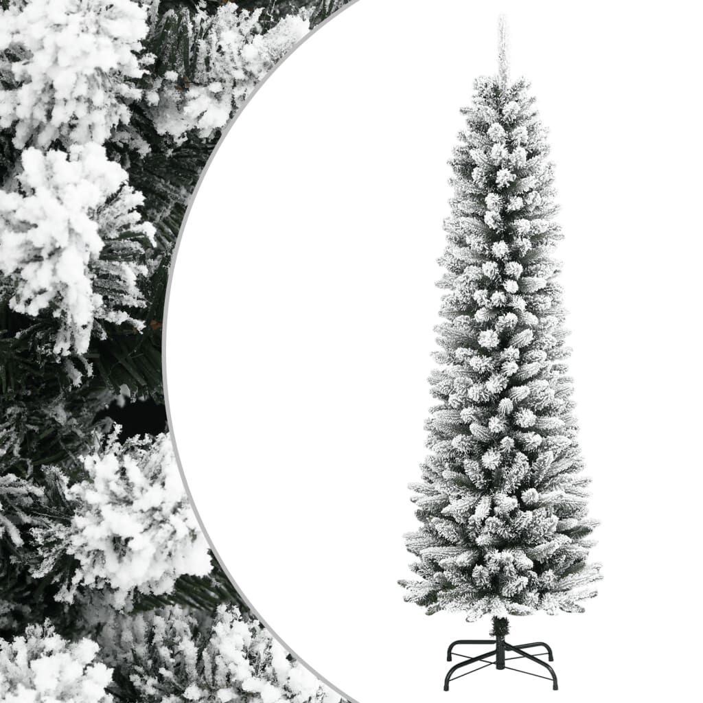vidaXL Artificial Slim Christmas Tree with Flocked Snow 120 cm PVC&PE