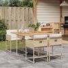 vidaXL 5 Piece Garden Dining Set with Cushions Beige Poly Rattan