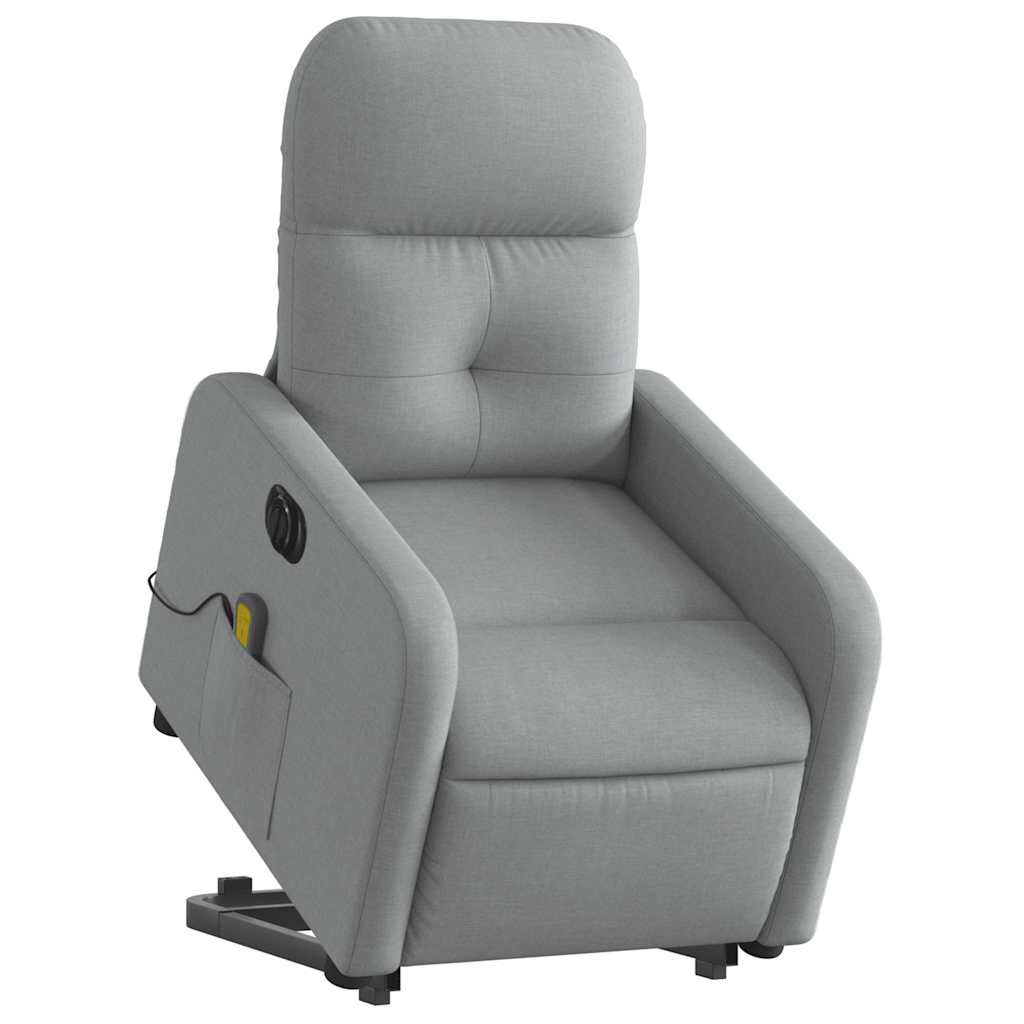 vidaXL Electric Stand up Massage Recliner Chair Light Grey Fabric