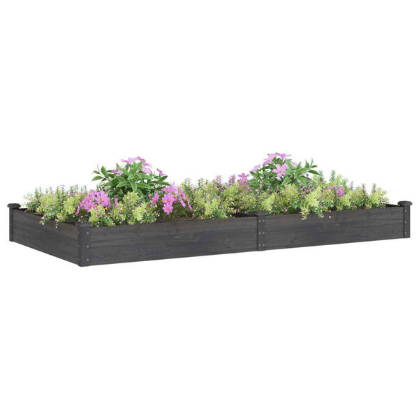 vidaXL Garden Raised Bed with Liner Grey 240x120x25 cm Solid Wood Fir