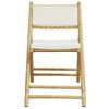 vidaXL 5 Piece Folding Bistro set with Cream White Cushions Bamboo