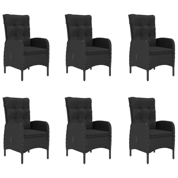 vidaXL 7 Piece Garden Dining Set Black