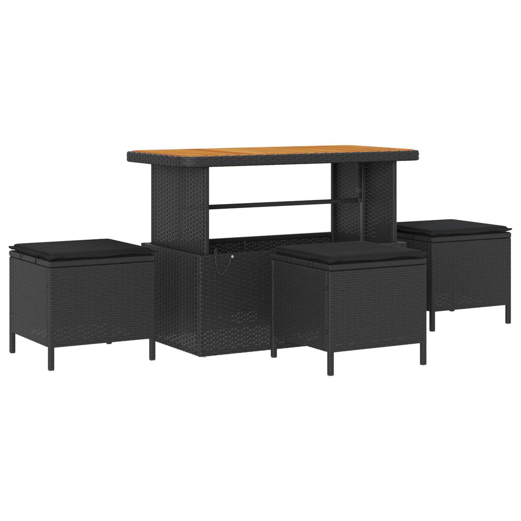 vidaXL Garden Dining Set 4 pcs Black Poly rattan