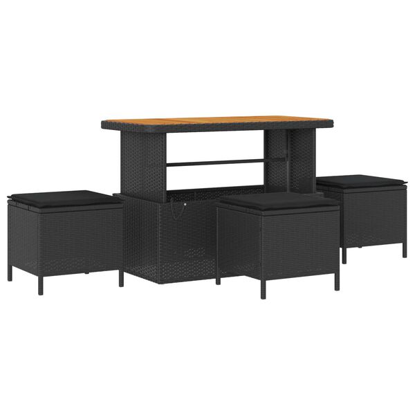 vidaXL Garden Dining Set 4 pcs Black Poly rattan