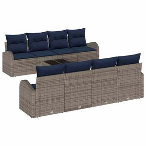 vidaXL Sofa Set 9 pcs Grey and Blue Polyester