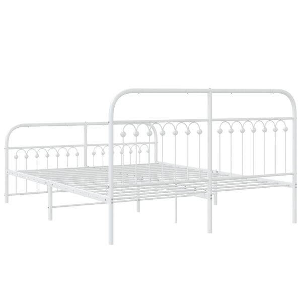 vidaXL Metal Bed Frame without Mattress with Footboard White 150x200cm