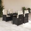 vidaXL 5 Piece Garden Dining Set with Cushions Black Poly Rattan