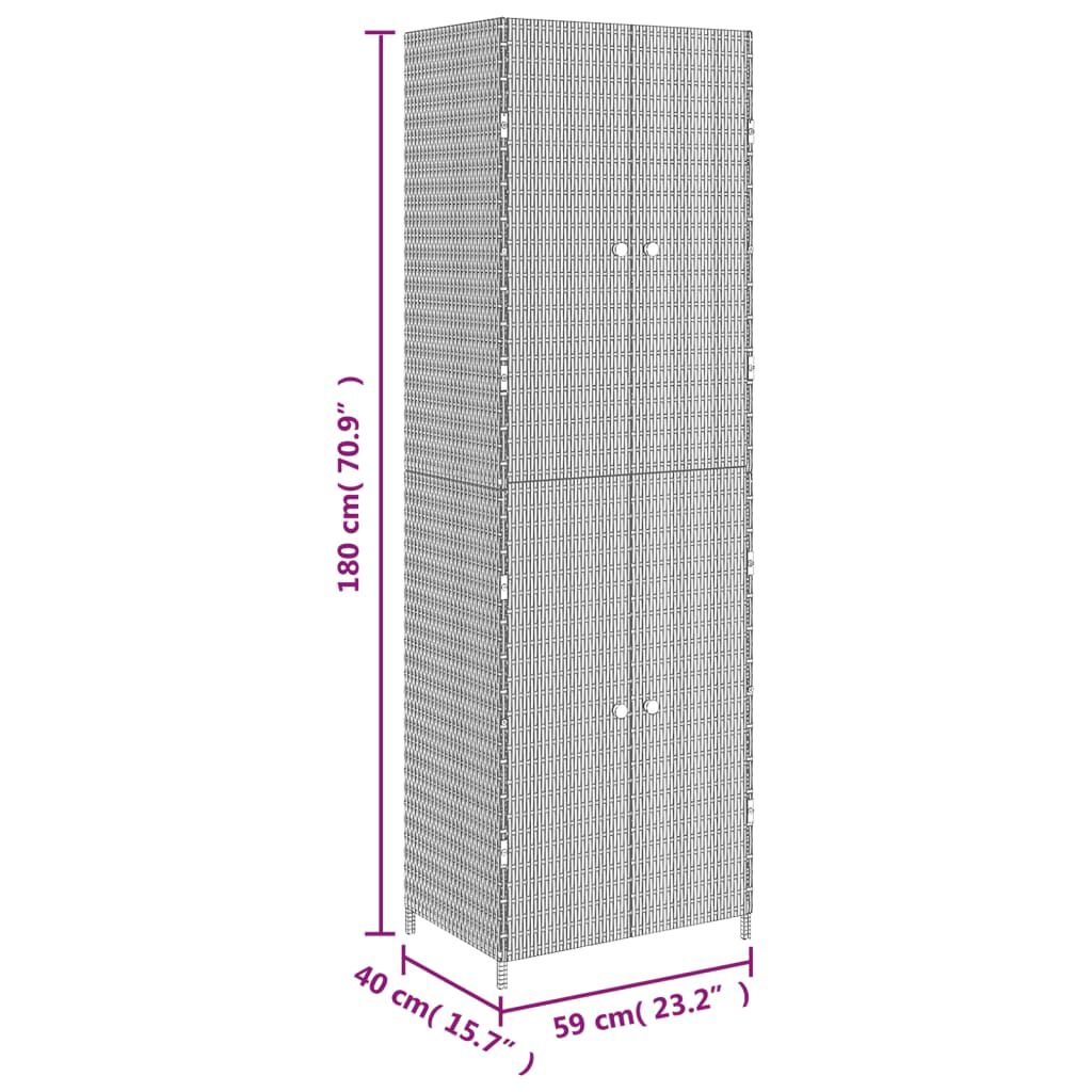 vidaXL Garden Storage Cabinet Grey 59x40x180 cm Poly Rattan