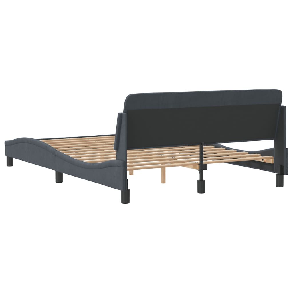 vidaXL Bed Frame without Mattress Dark Grey 137x187 cm Double Velvet