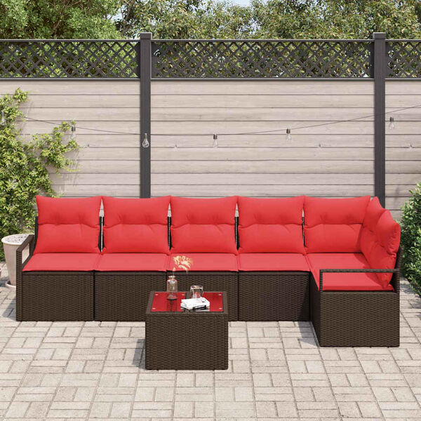 vidaXL Sofa Set 7 pcs Brown Poly Rattan