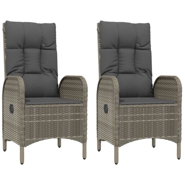 vidaXL Outdoor Chairs 2 pcs Poly Rattan Grey