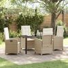 vidaXL Garden Dining Set with Cushion 5 pcs Beige Poly Rattan