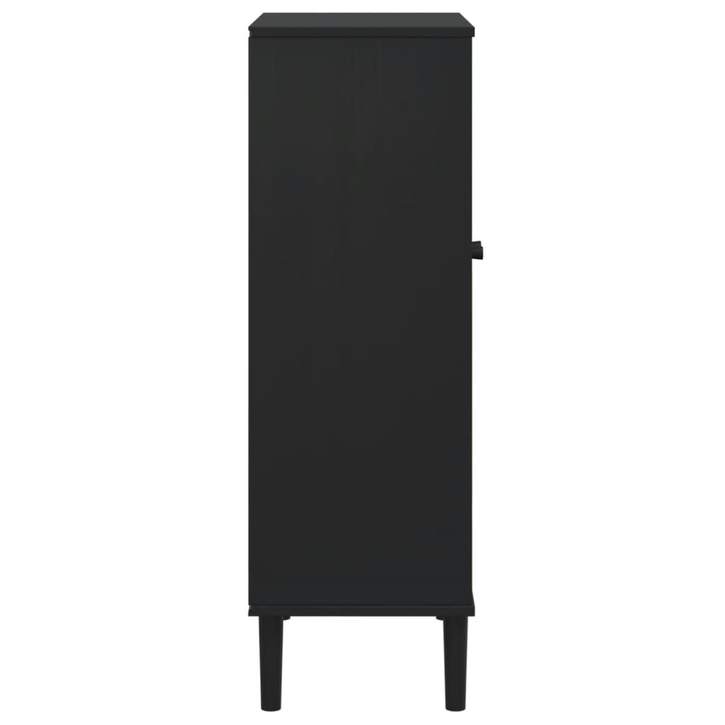 vidaXL Shoe Cabinet SENJA Rattan Look Black 59.5x35x107 cm Solid Wood