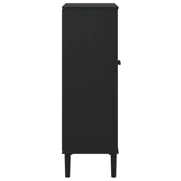 vidaXL Shoe Cabinet SENJA Rattan Look Black 59.5x35x107 cm Solid Wood