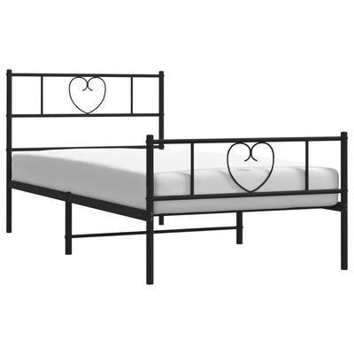 vidaXL Metal Bed Frame without Mattress with Footboard Black 100x190 cm