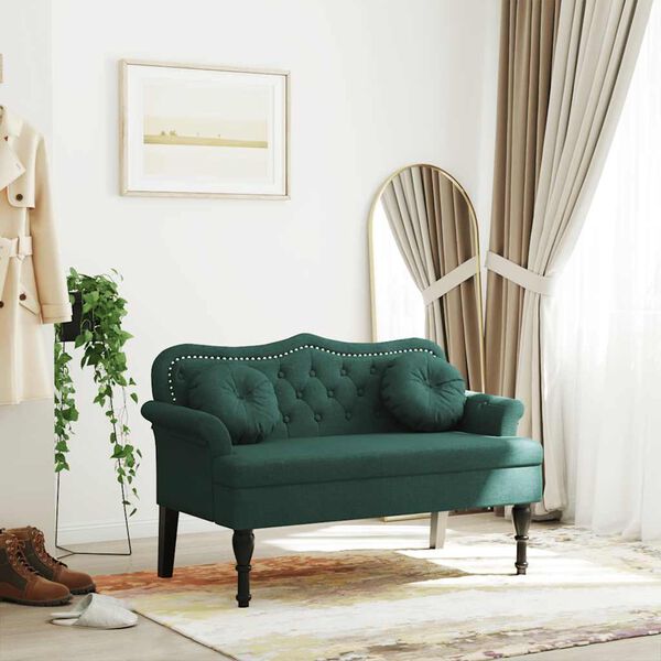 vidaXL Bench with Cushions Dark Green 120.5x65x75 cm Velvet