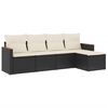 vidaXL 5 Piece Garden Sofa Set with Cushions Black Poly Rattan