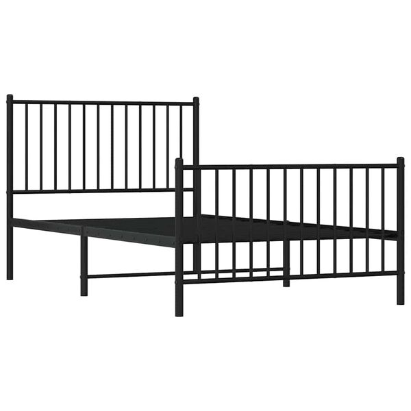 vidaXL Metal Bed Frame without Mattress with Footboard Black 100x190cm