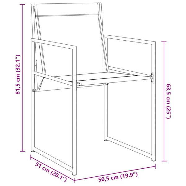 vidaXL Garden Chairs 4 pcs Black Steel and Textilene