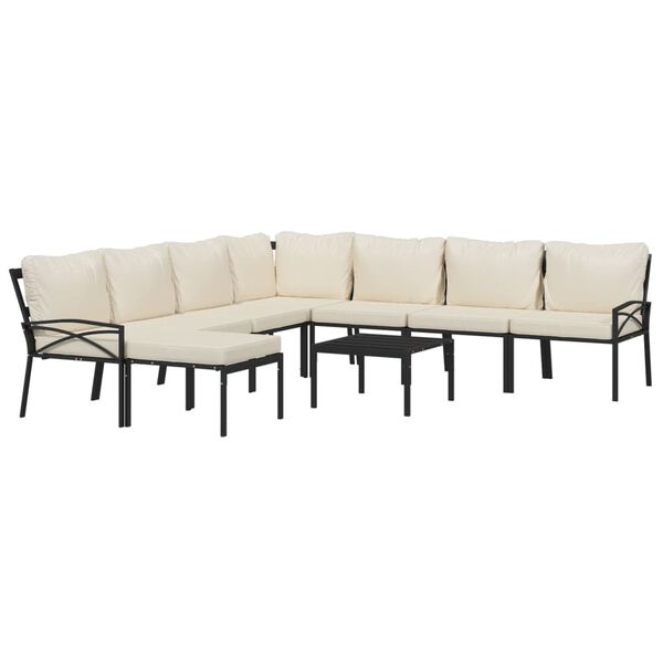 vidaXL 9 Piece Garden Lounge Set with Sand Cushions Steel